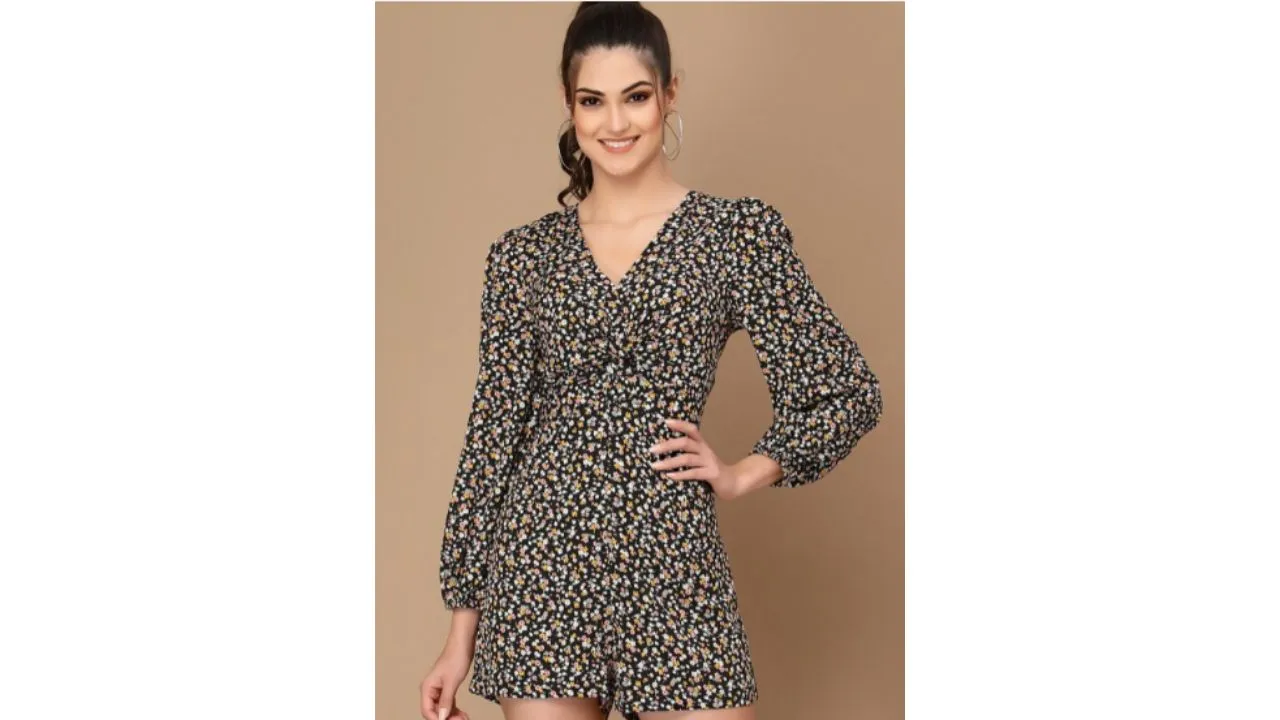 KASSUALLY Black & Pink Printed Jumpsuit