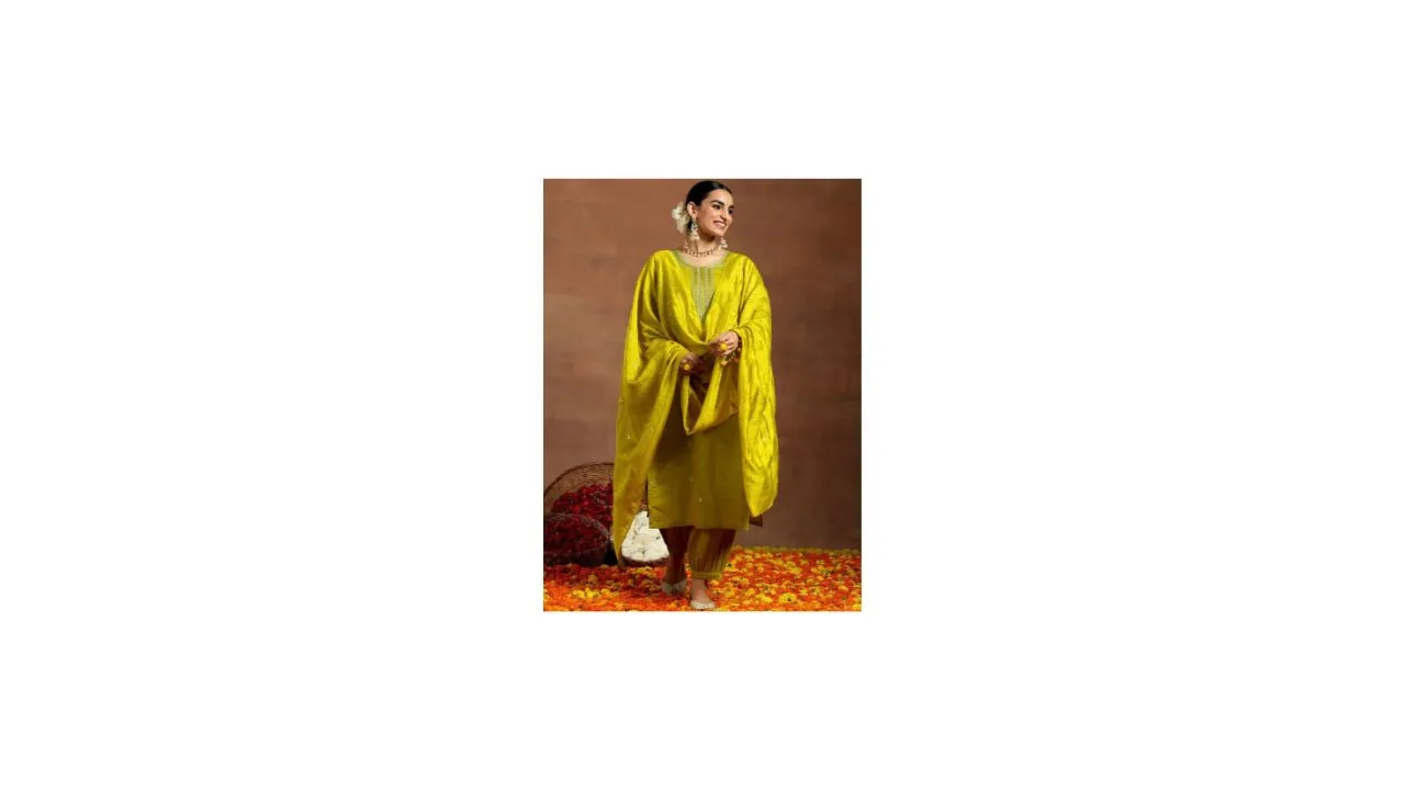 Libas Embroidered Straight Kurta with Salwar & With Dupatta