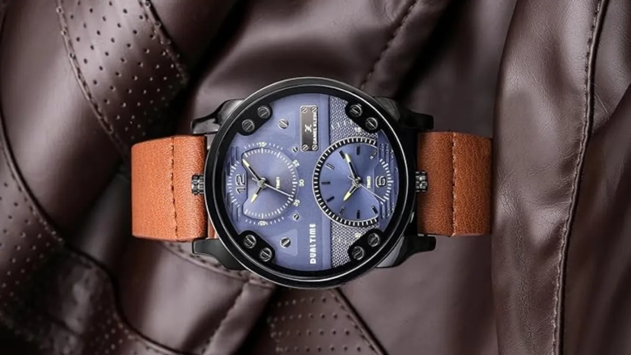 Daniel Klein Analog Blue Dial Men's Leather Watch