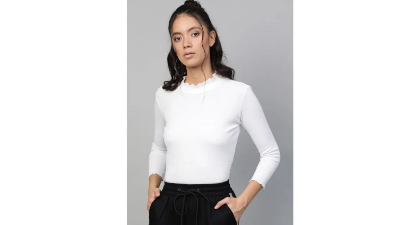 SASSAFRAS White High-Neck Top