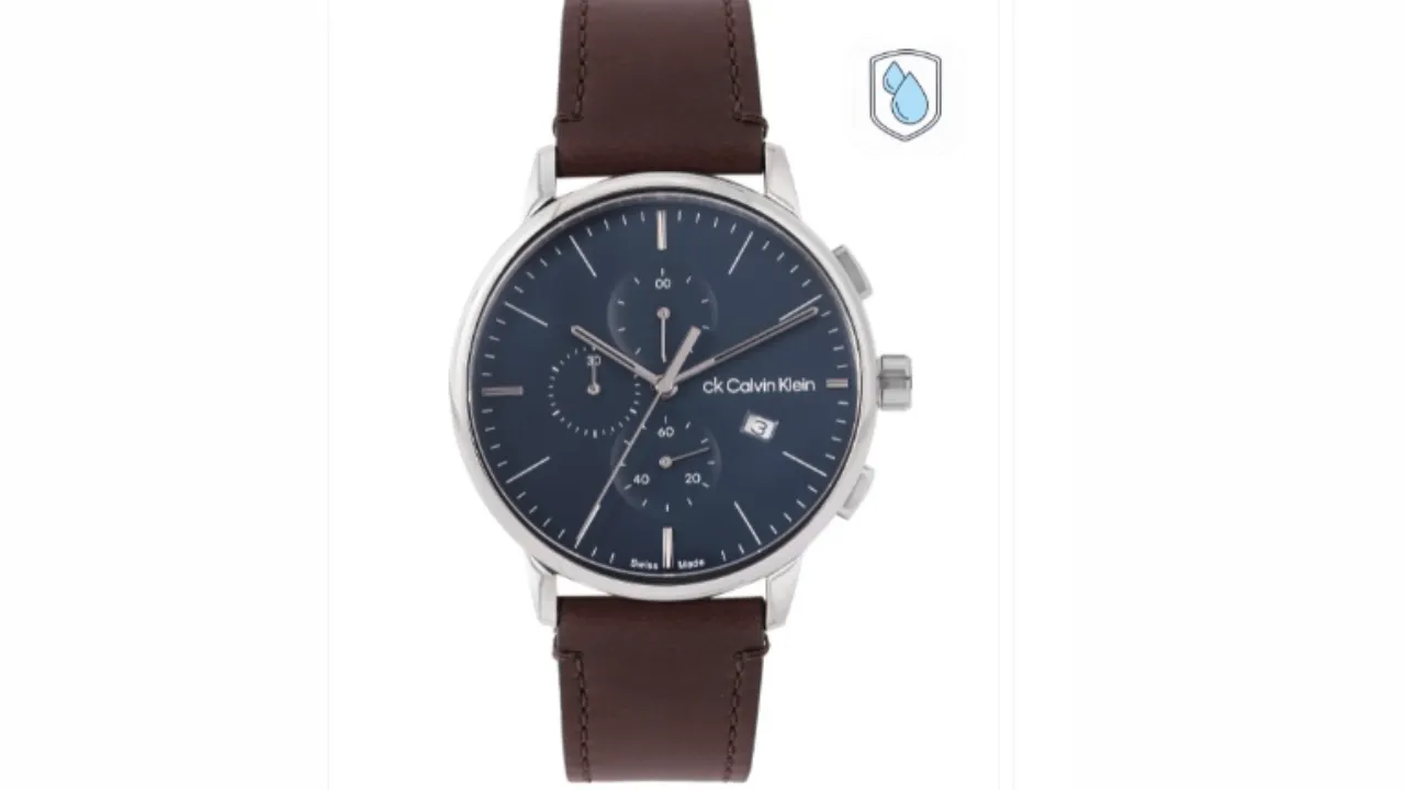 Calvin Klein Men Leather Strap Analogue Swiss Chronograph Watch