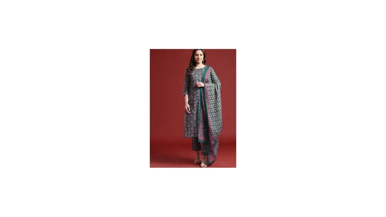 Anouk Floral Print Pure Cotton Kurta Set