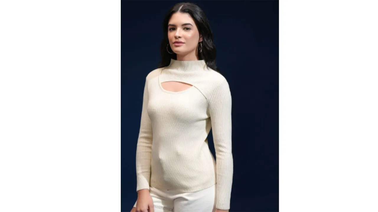 Tokyo Talkies Turtle Neck Ribbed Pullover