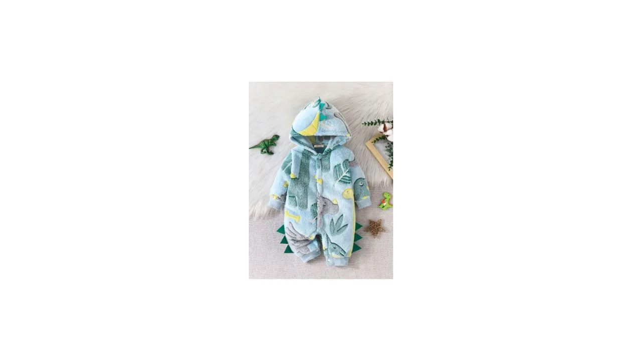 INCLUD Boys Hooded Printed Rompers
