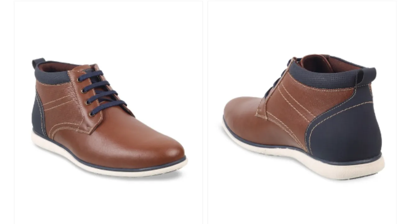 Mochi Men Tan Solid Leather Formal Derbys