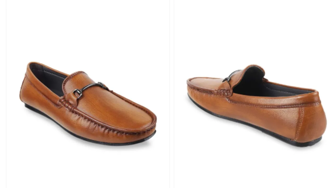 Mochi Men Tan Brown Leather Loafers