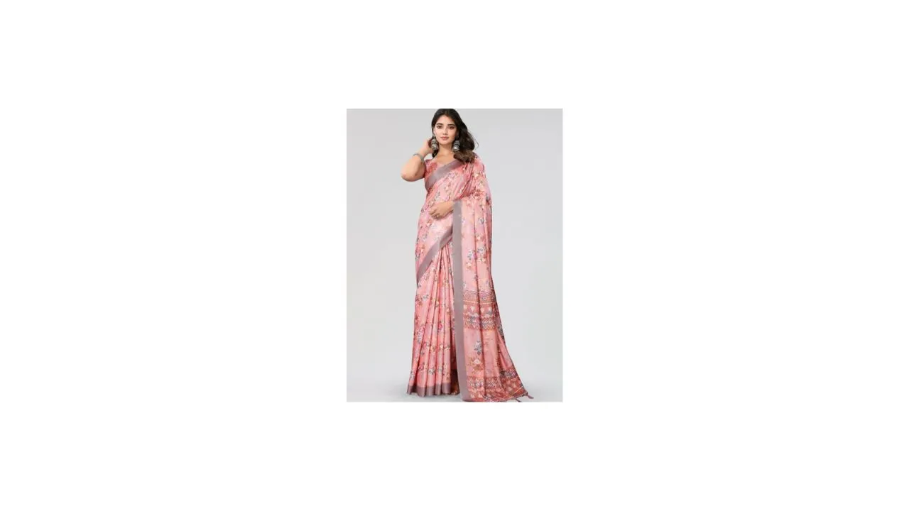 KALINI Floral Printed Saree With Blouse Piece