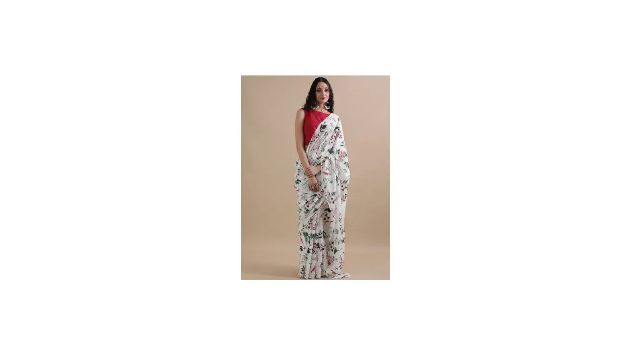 Jaipur Kurti Floral Pure Cotton Saree