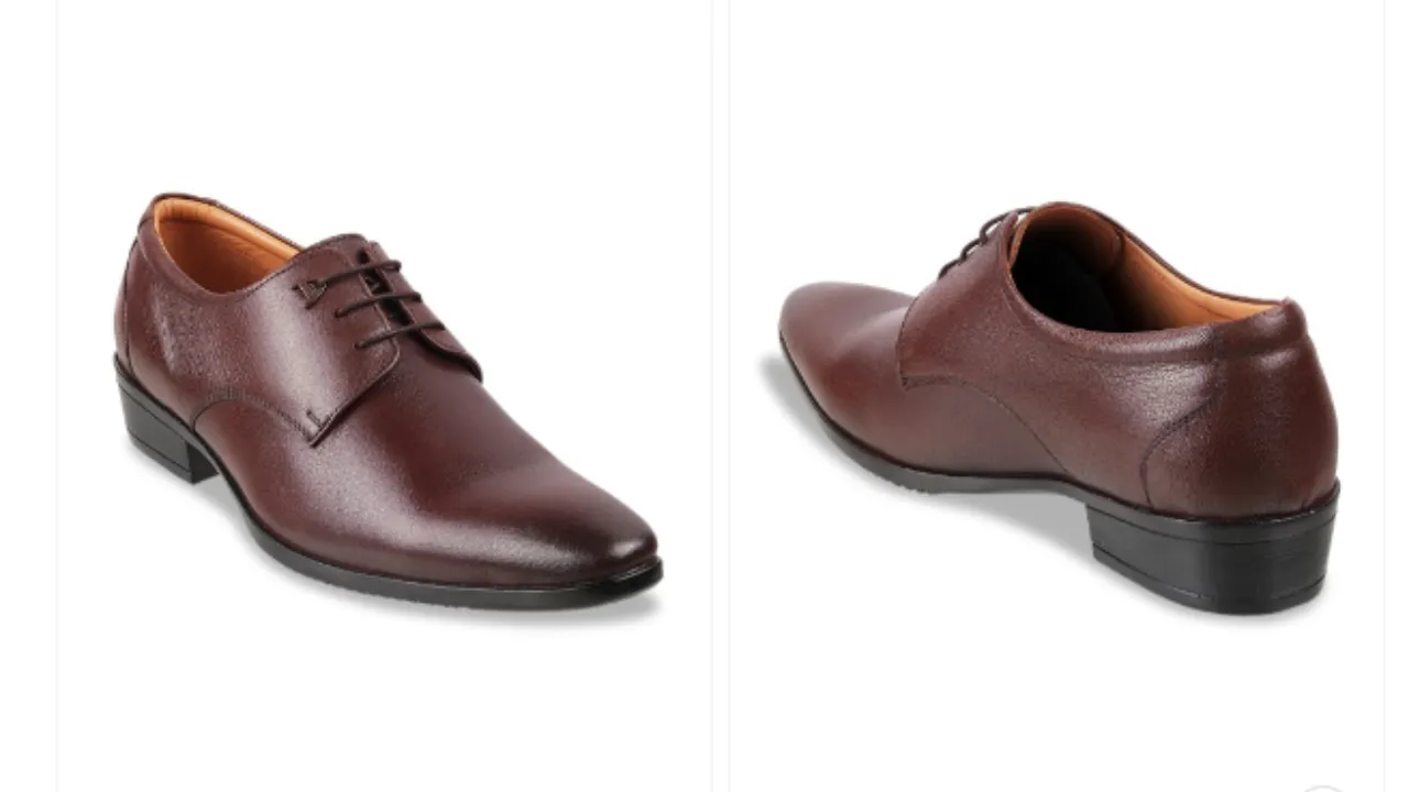 Mochi Men Brown Solid Leather Formal Oxfords