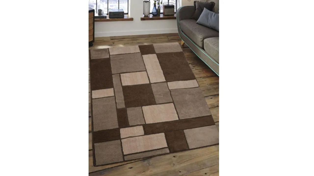 Saral Home Brown & Beige Anti-Skid Carpet