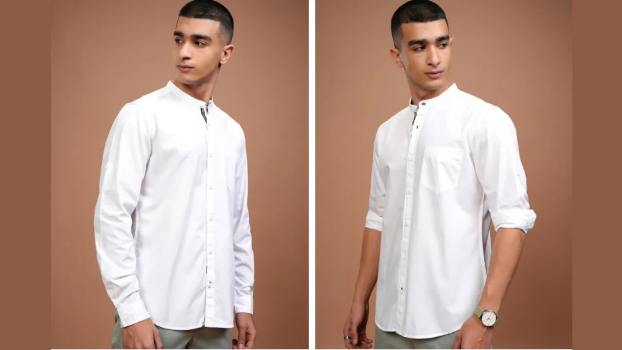HIGHLANDER Men White Slim Fit Casual Shirt