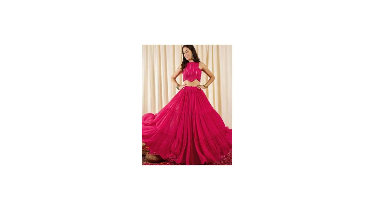 Inddus Sleeveless Crop Top With Skirts