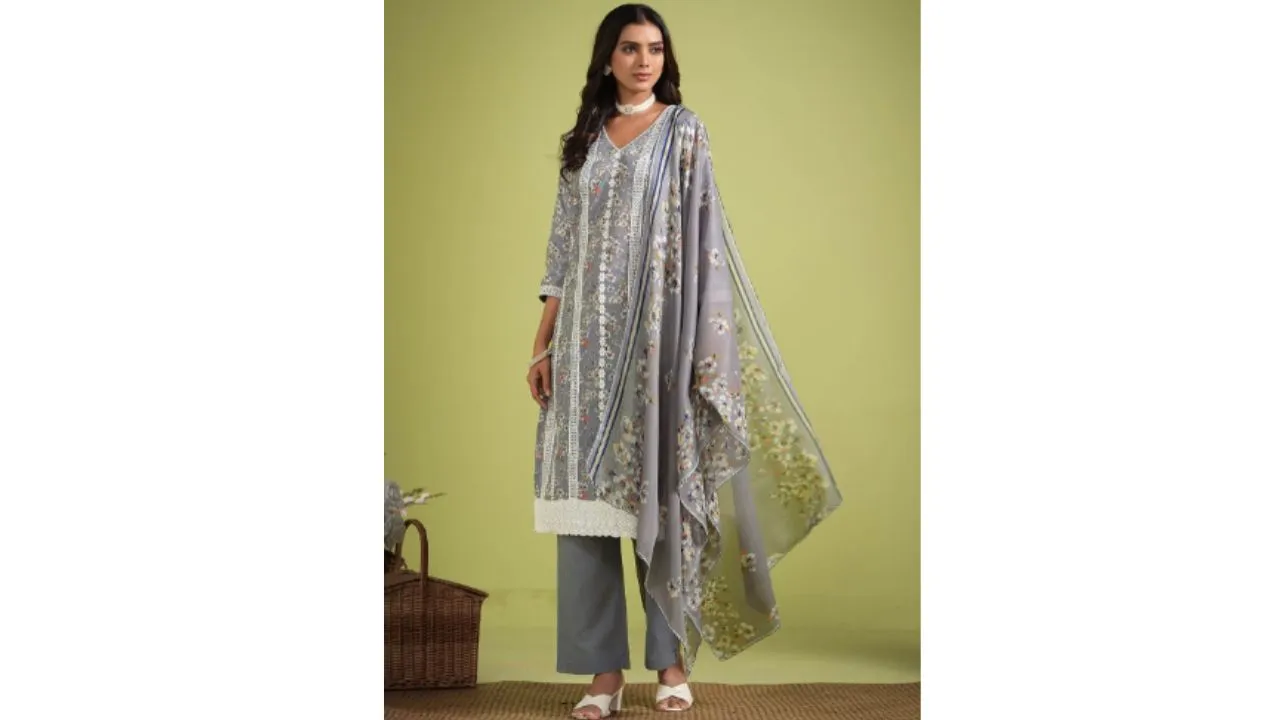  Sangria Floral Printed Straight Kurta 