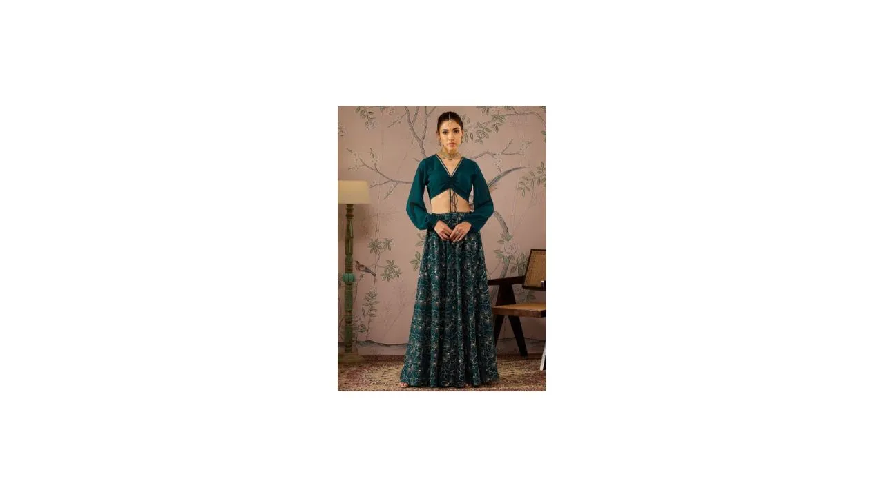 Shae by SASSAFRAS Crop Top With Anarkali Skirt