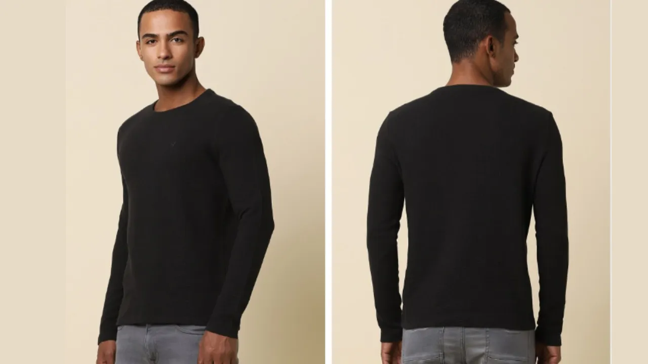 Allen Solly Men Solid Pure Cotton Slim Fit Tshirts