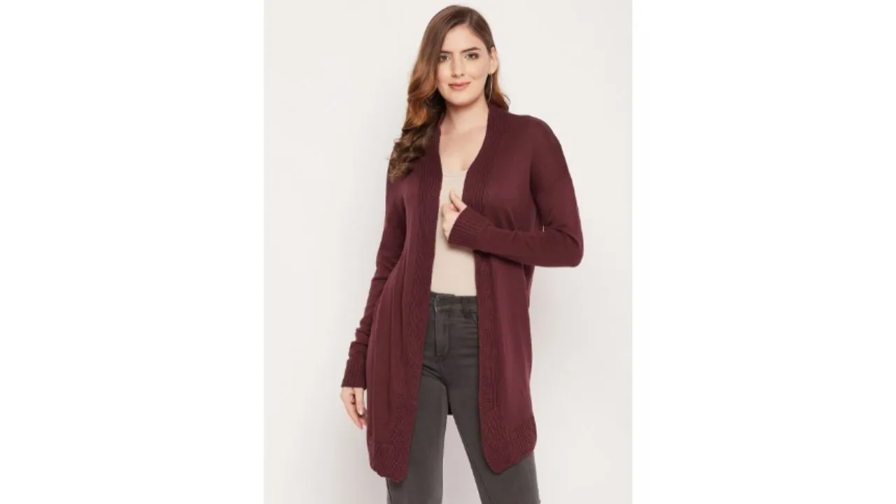 STYLE BLUSH Open Front Wool Longline Shrug