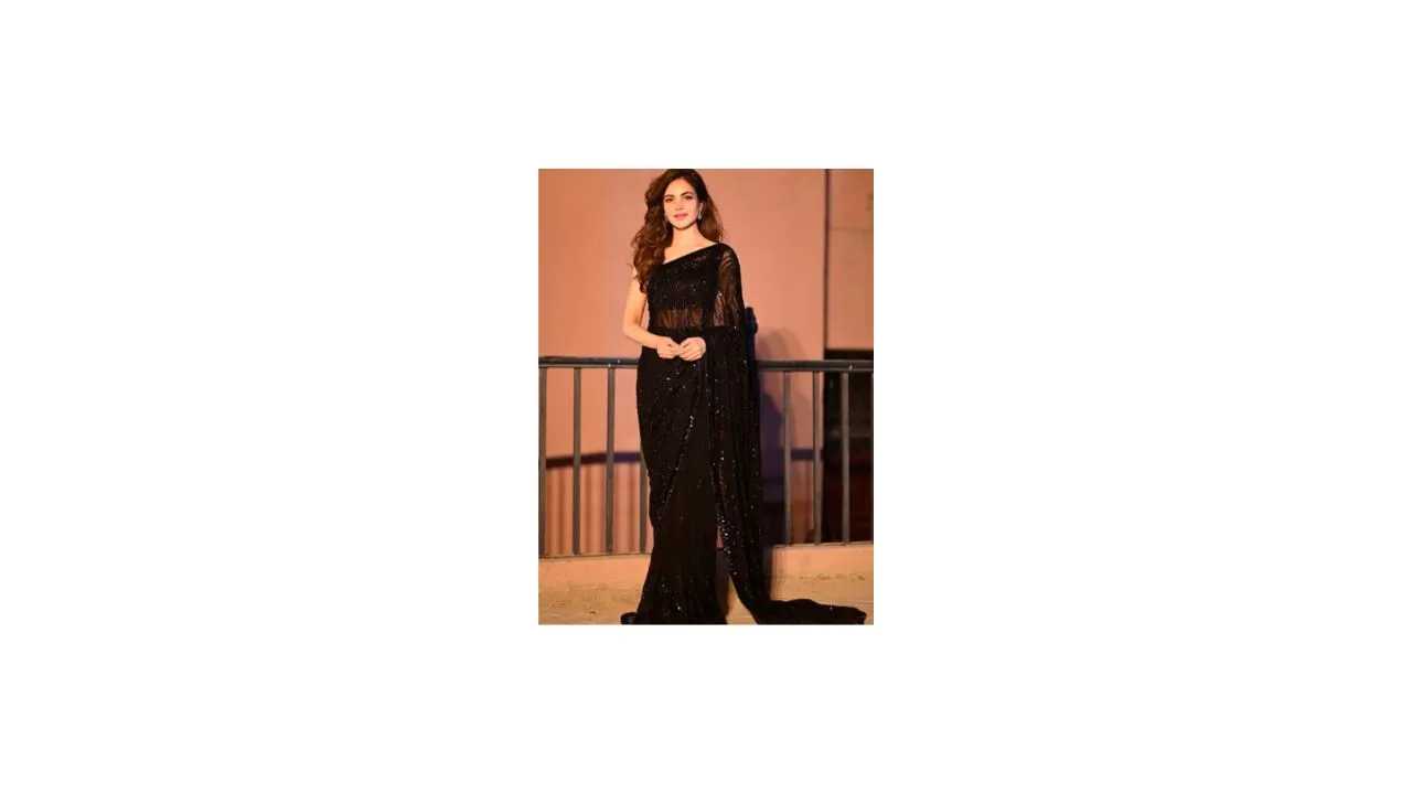 Sangria Black Sequinned Embellished Saree