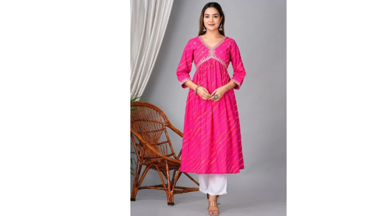 KPF Leheriya Printed Kurta with Palazzos