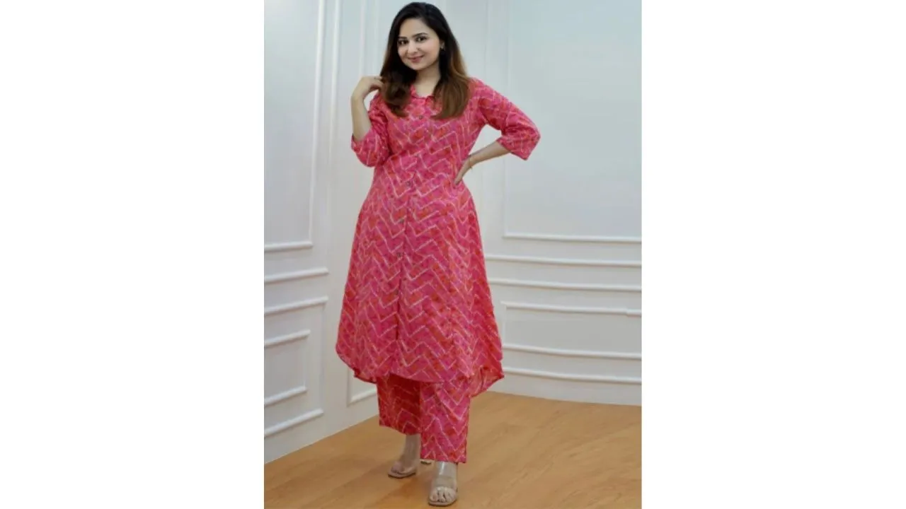  MATTLOOK Leheriya Printed Kurta with Trousers 
