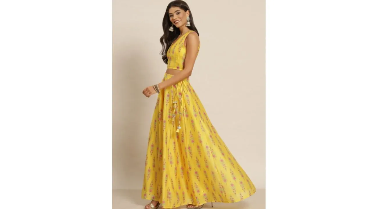 Shae by SASSAFRAS Women Chanderi Printed Lehenga 