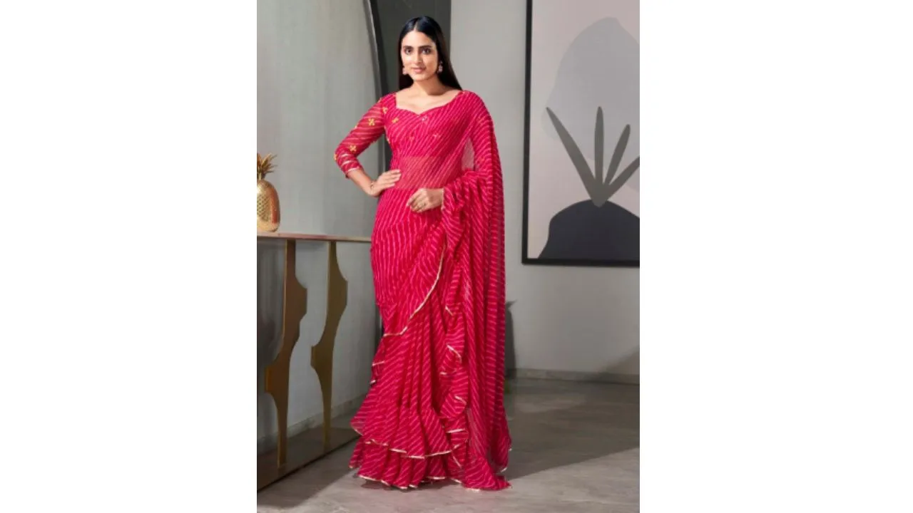 Tikhi Imli Leheriya Gotta Patti Saree