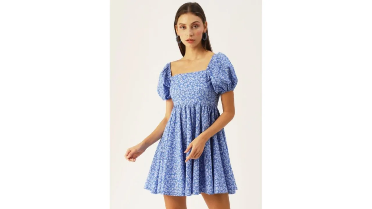 DressBerry Women Blue Floral Dress