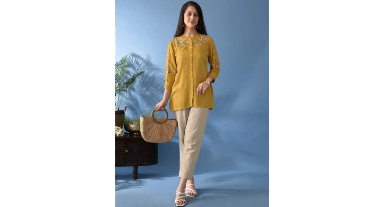 Anouk Floral Embroidered A-Line Kurti
