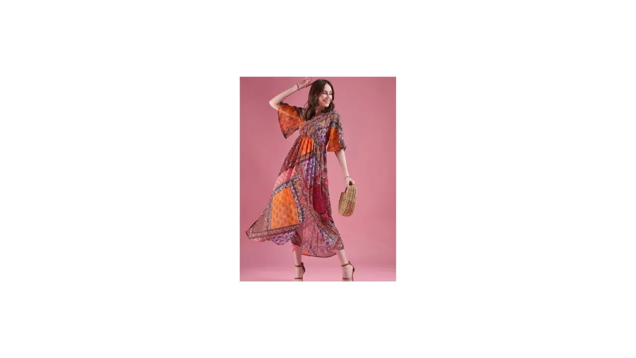 DressBerry Ethnic Chiffon Empire Maxi Dress