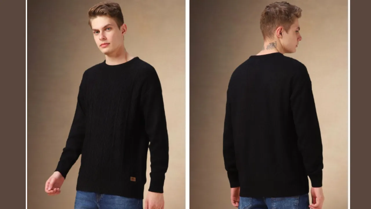Dennis Lingo Men Round neck Cable Knit Pullover Sweater