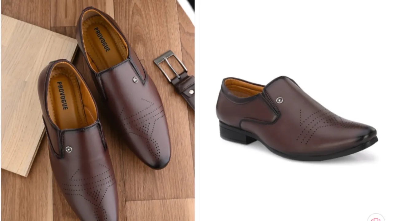 Provogue Men Perforation Leather Formal Slip-On Shoes