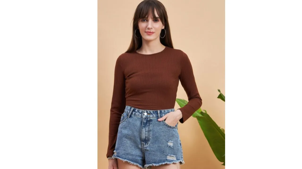 MINT STREET Ribbed Long Sleeves Top
