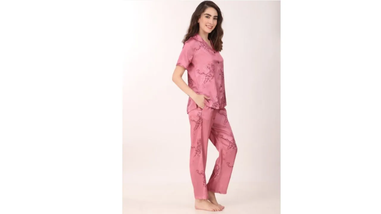 Masha Conversational Printed Satin Night Suit 