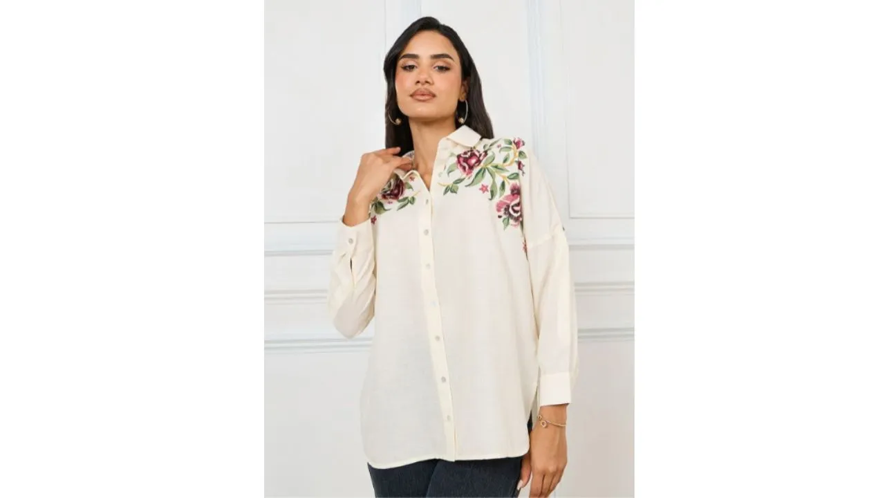 Styli Off White mCotton Casual Shirt