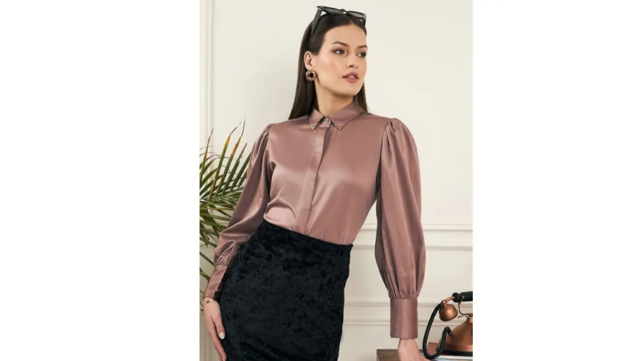 Noi Women Smart Satin Formal Shirt