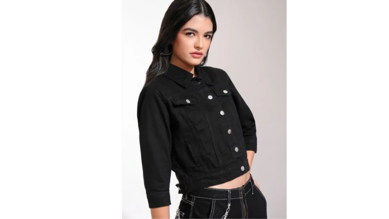 Tokyo Talkies Women Black Solid Denim Jacket
