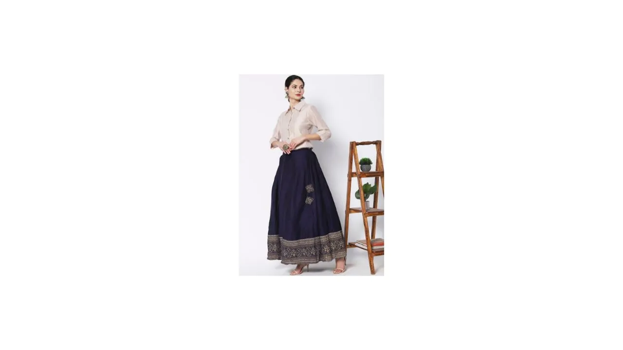 Vedic Ethnic Motifs Printed Flared Maxi Skirt