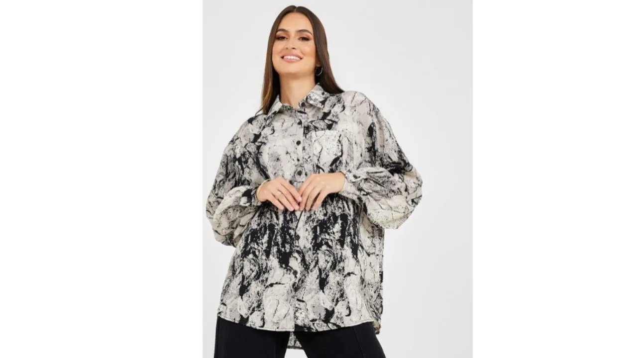 Styli Women Black Oversized Longline Shirt