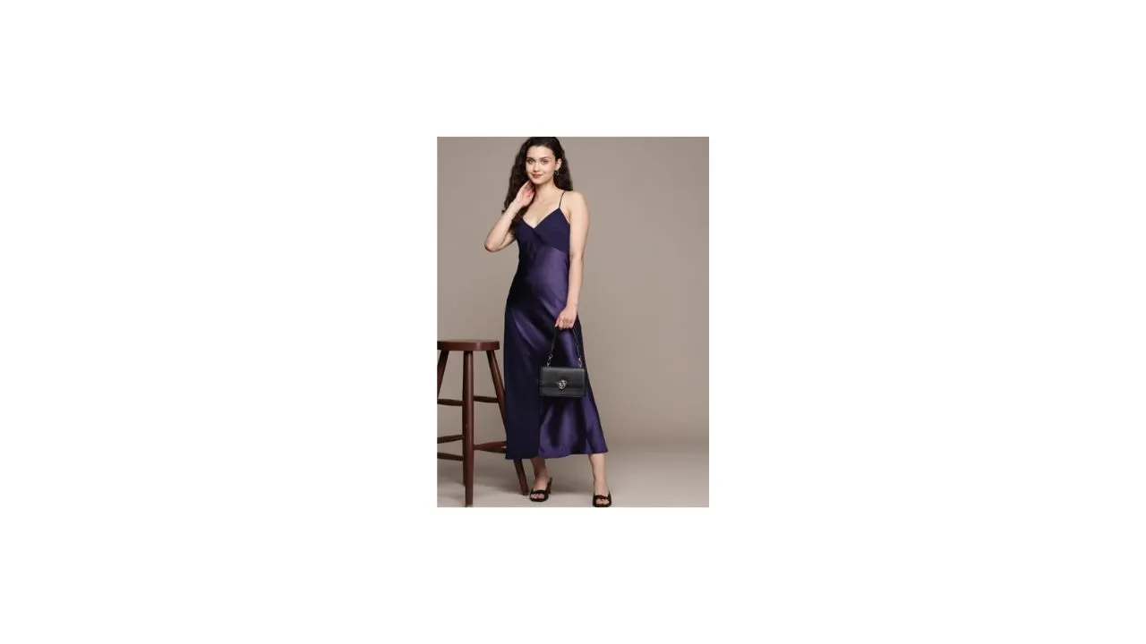 MANGO Satin A-Line Midi Dress
