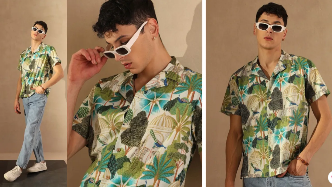 DENNISON Tropical Printed Opaque Casual Shirt