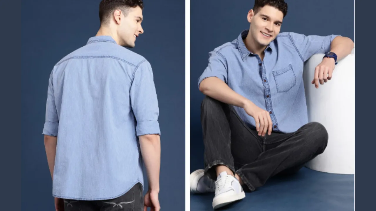 Mast & Harbour Men Striped Casual Chambray Shirt