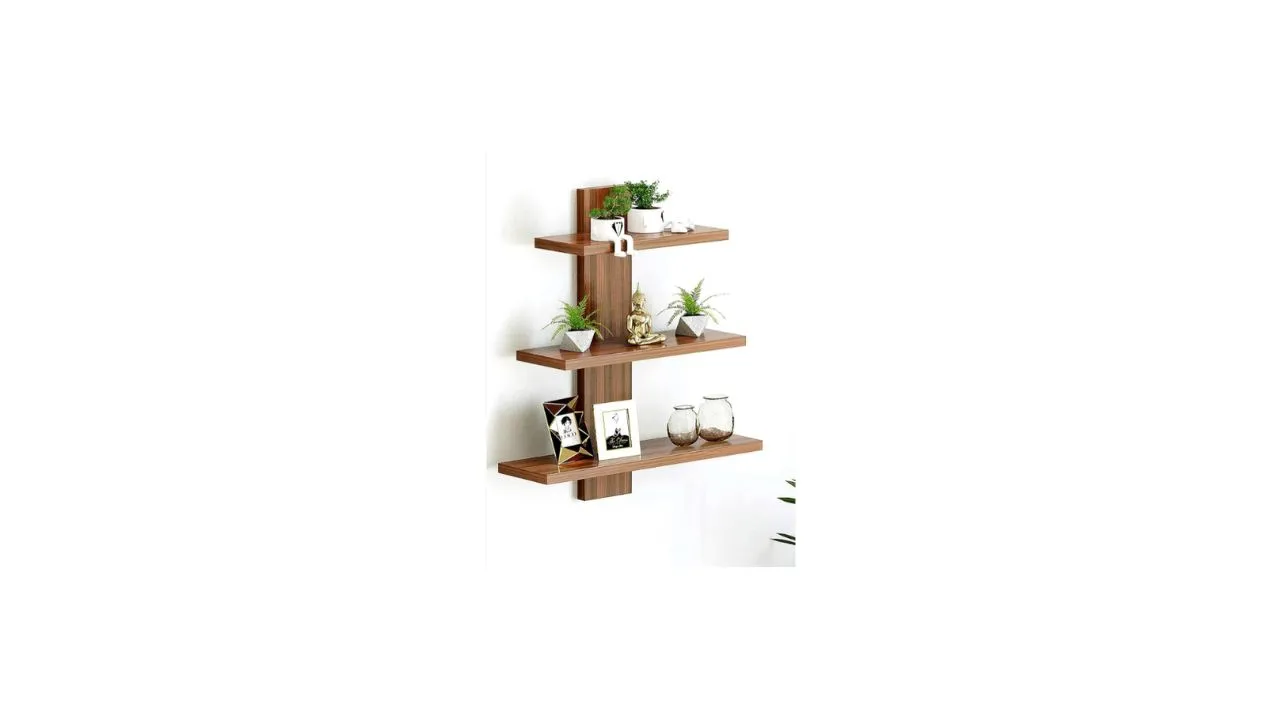 Devansh Brown MDF 3-Tier Wall Shelf