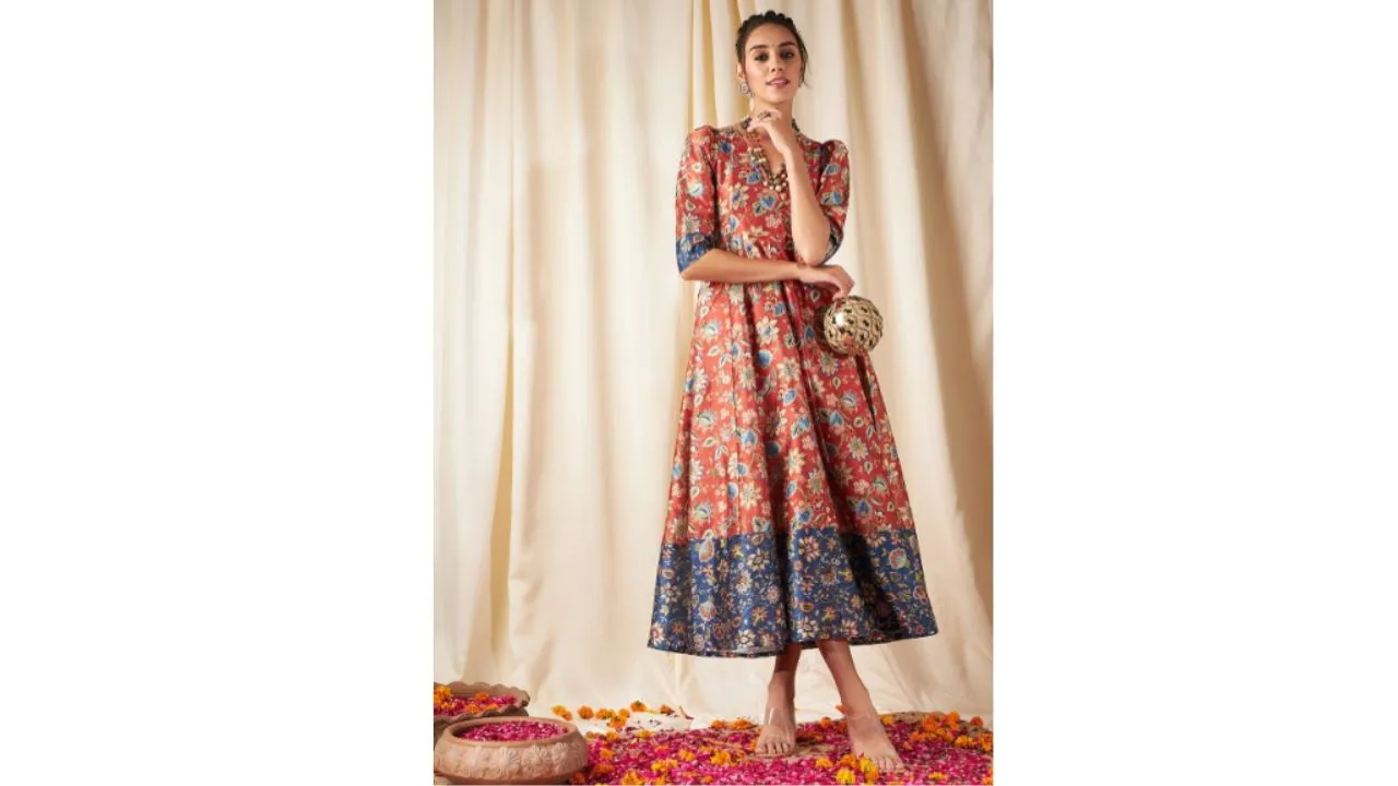 Shae by SASSAFRAS Orange & Blue Floral Maxi Dress