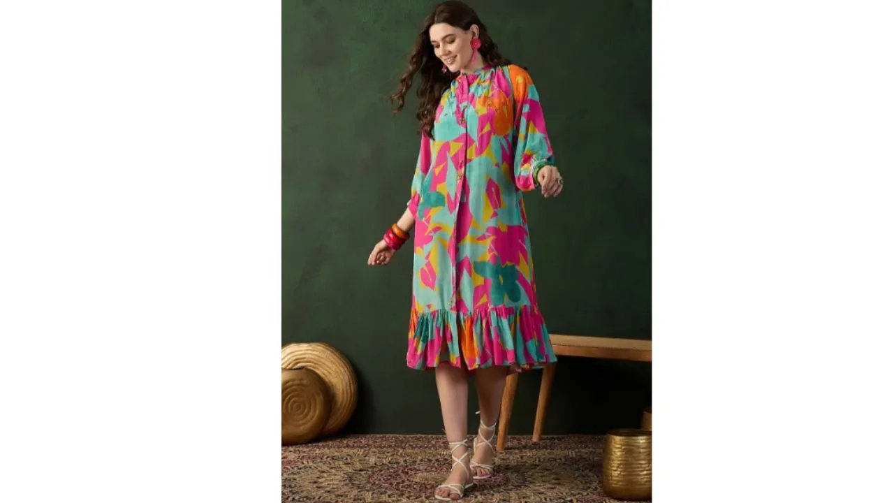 Sangria Printed A-Line Ethnic Dress