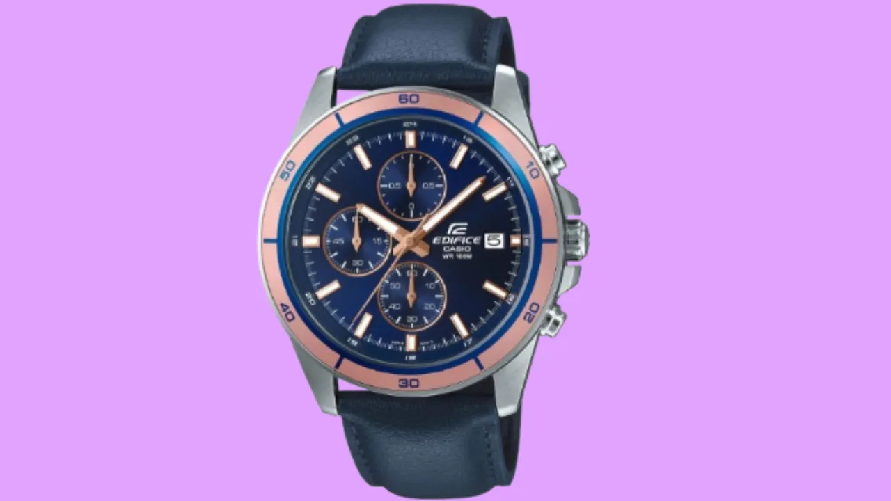 CASIO Men EDifice EFR-526L-2AVUDF Blue Analog Dial Blue Leather Band Watch 