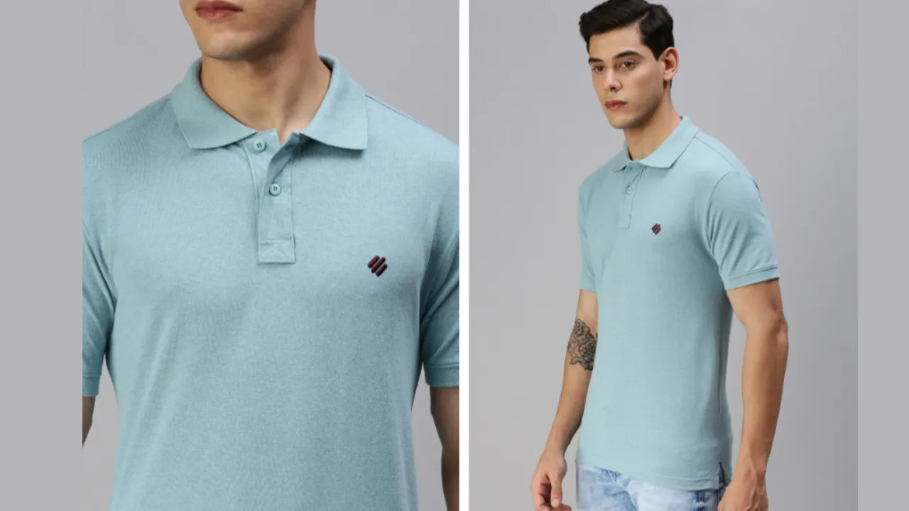 ONN Men Blue Solid Polo Collar T-shirt  