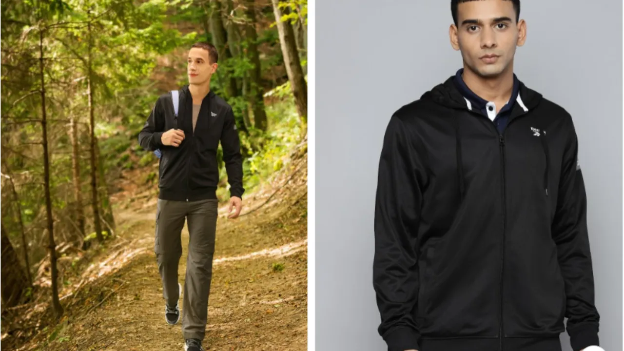 Reebok Men Black Training or Gym Sporty Jacket