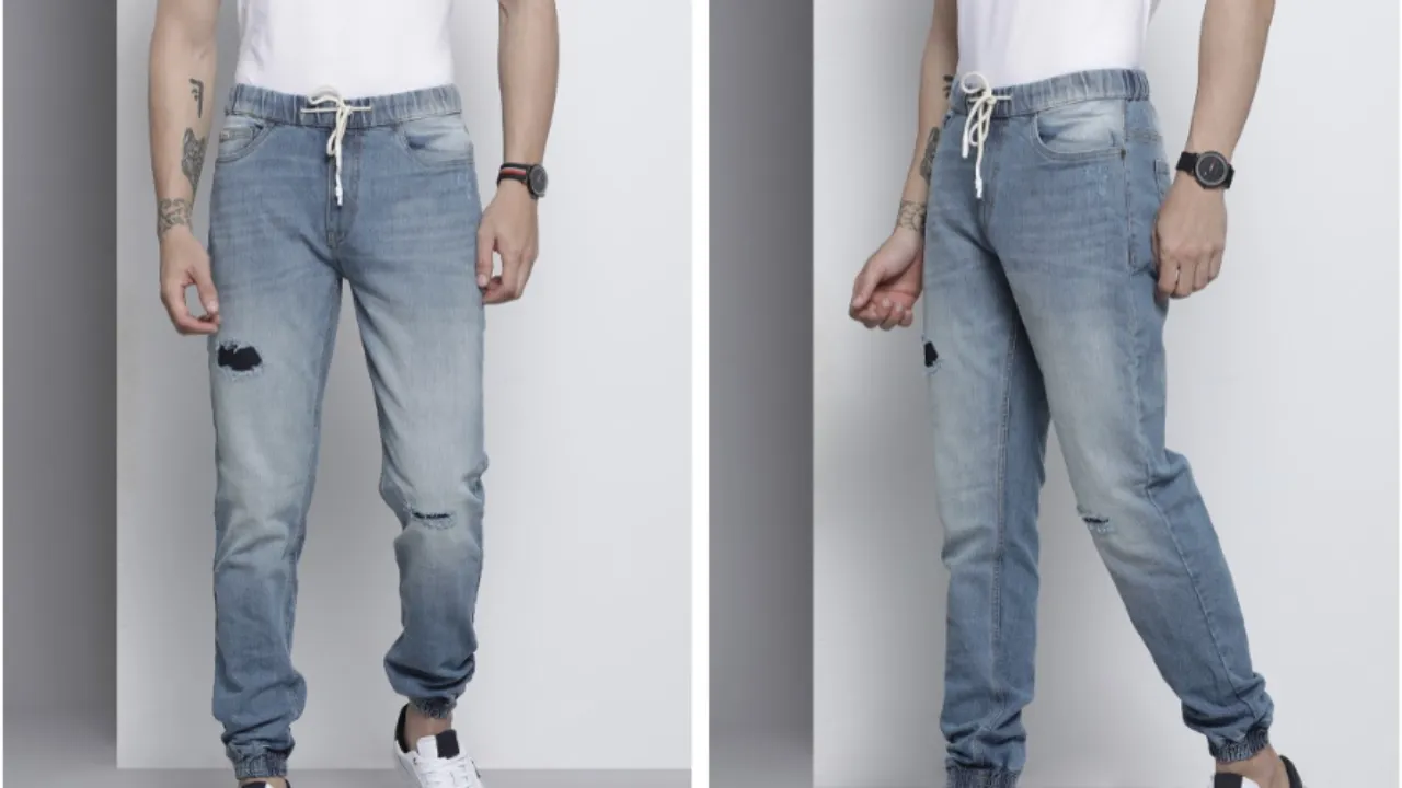 The Indian Garage Co Men Blue Denim Joggers