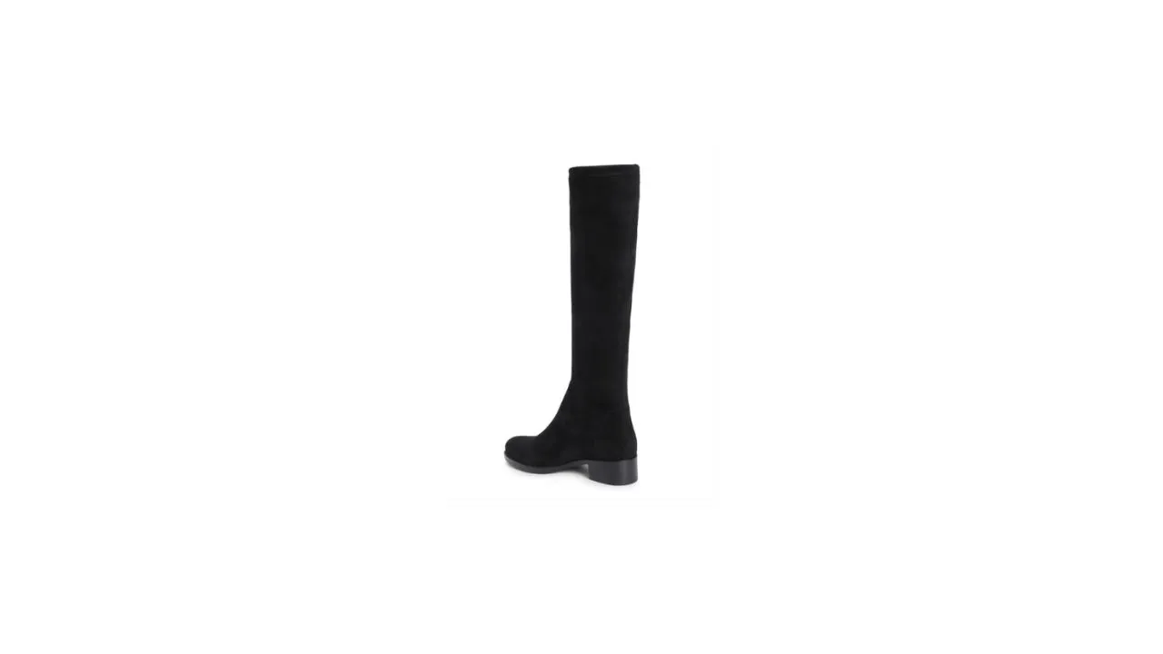 SaintG Women Black Leather Knee High Boots