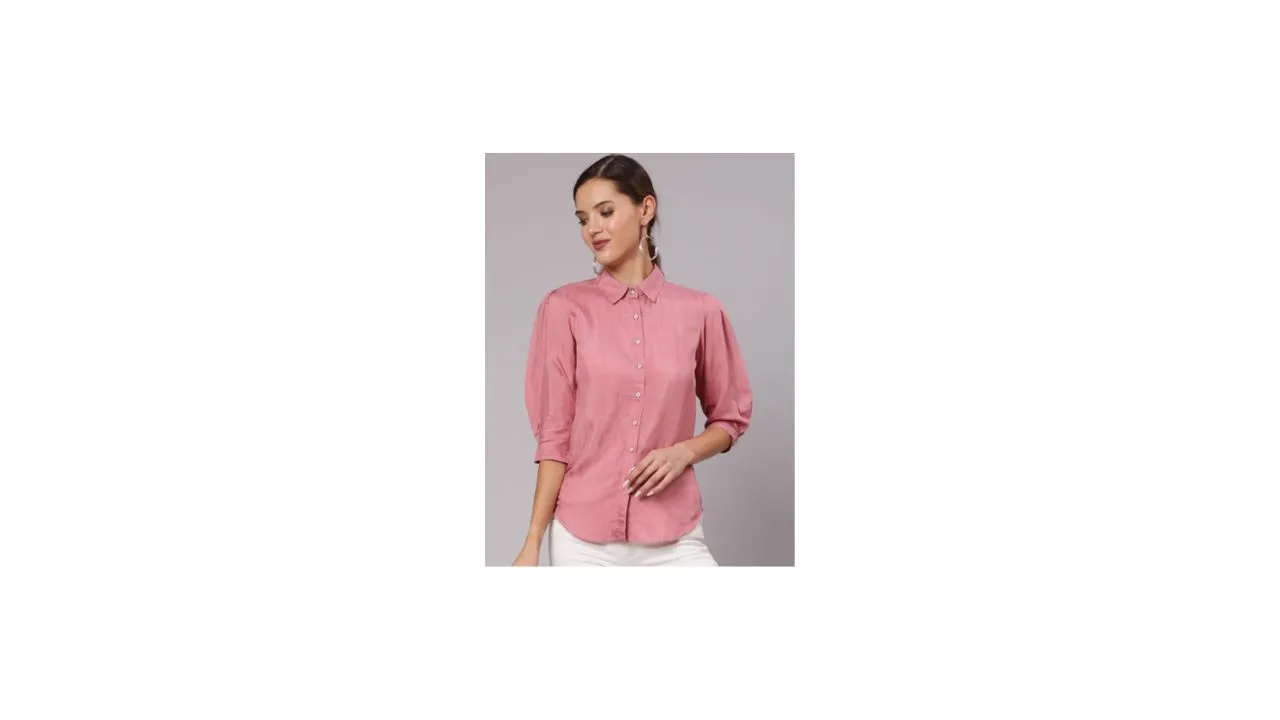 Jaipur Kurti Women Silk Blend Solid Shirt