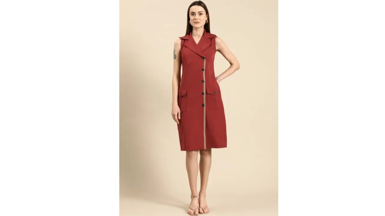 WoowZerz—Cuban Collar Formal Blazer Dress